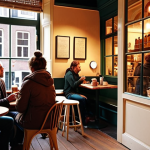 **

Prompt: "A cozy Amsterdam coffee shop, bustling with locals. Focus on the 'gezelligheid' - warm lighting, people chatting, the aroma of freshly brewed coffee. Soft, inviting colors. Emphasize the ritual and social connection, not just the coffee itself. Dutch 'huiselijkheid' aesthetic."

**