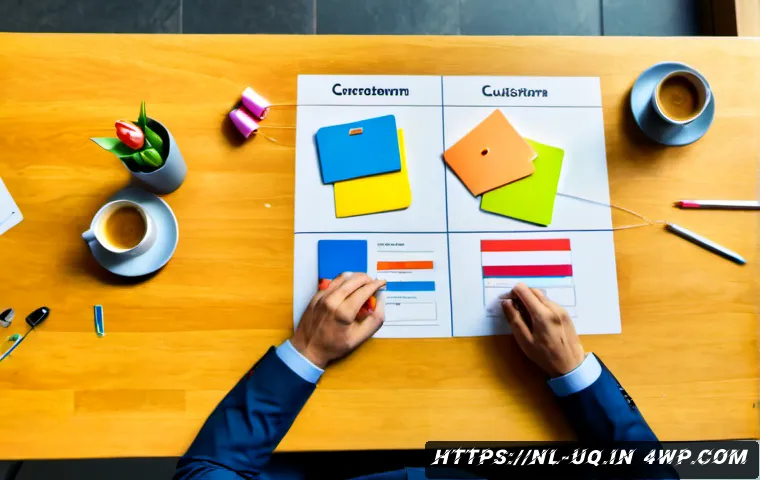 Home 11 고객 경험 여정 맵의 구성 방법 - Photorealistic overhead view of a Dutch customer experience workshop, diverse business team arrangin...